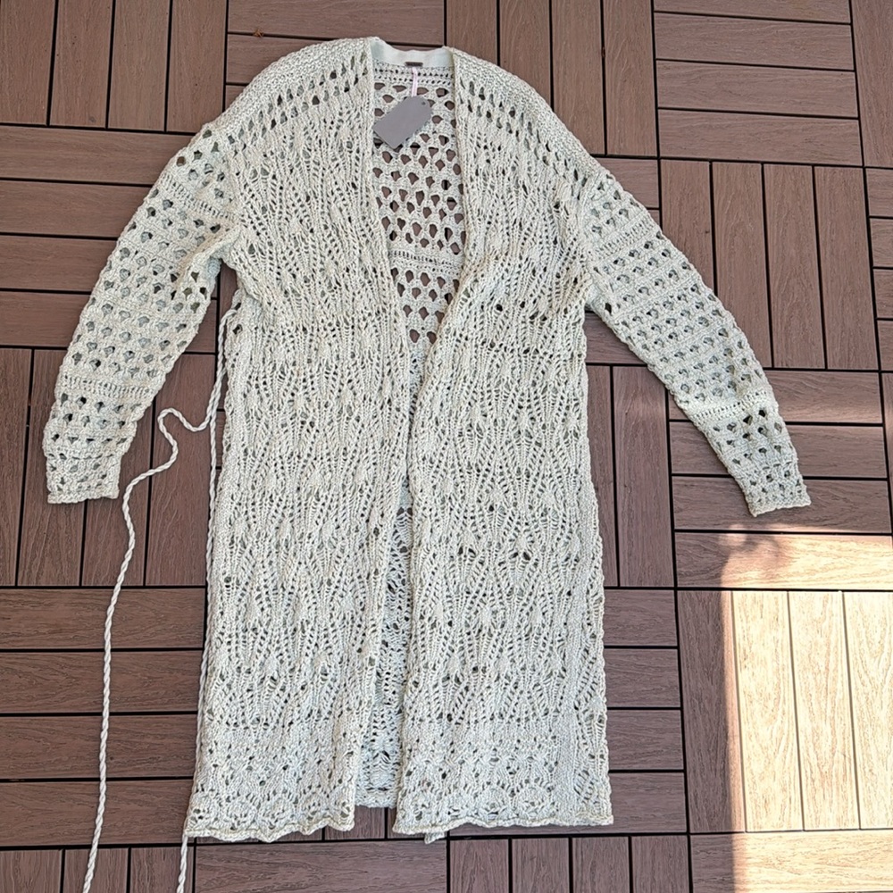 Free People Women Sweet Talker Cardigan Sweater Jacket Honeydew Green - Picture 7 of 10